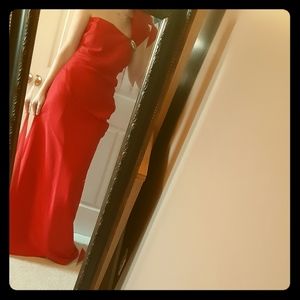 One Shoulder Red Prom Dress With Jewels